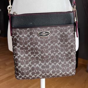 COACH SIGNATURE COATED CANVAS SWINGPACK CROSSBODY BROWN